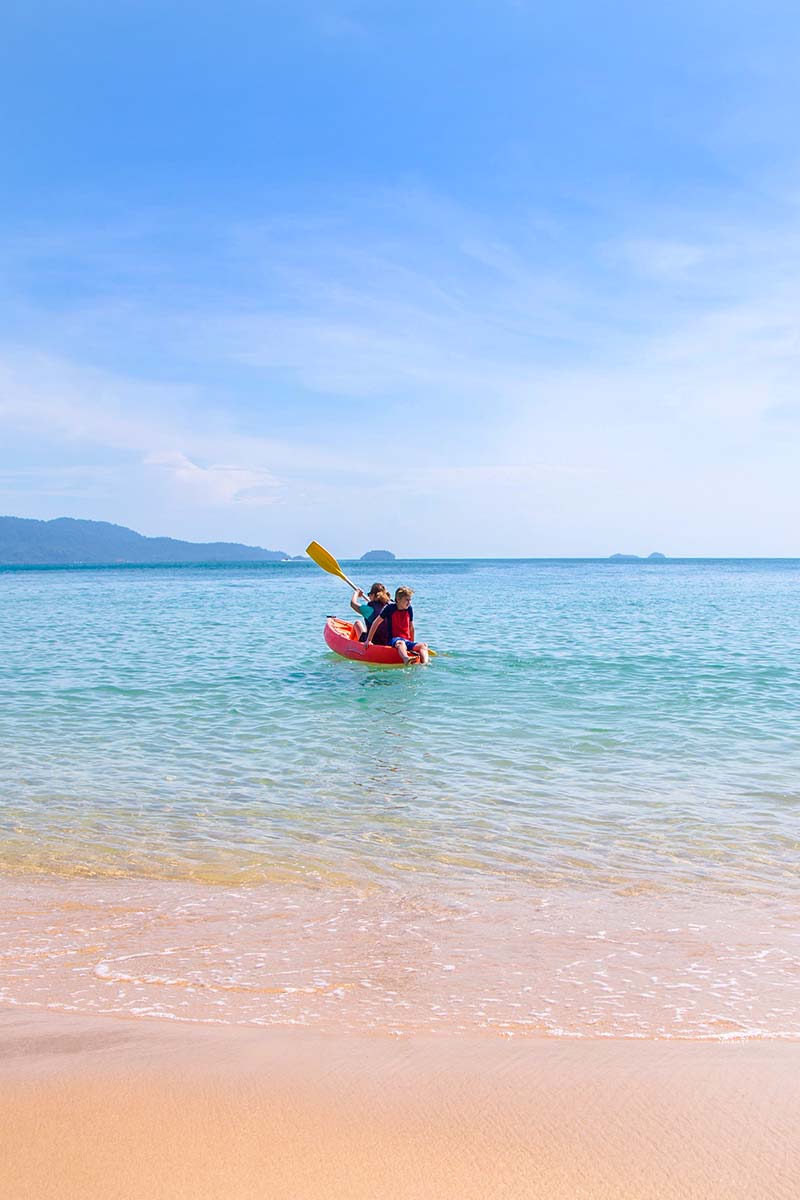 Group of kayakers in the sea