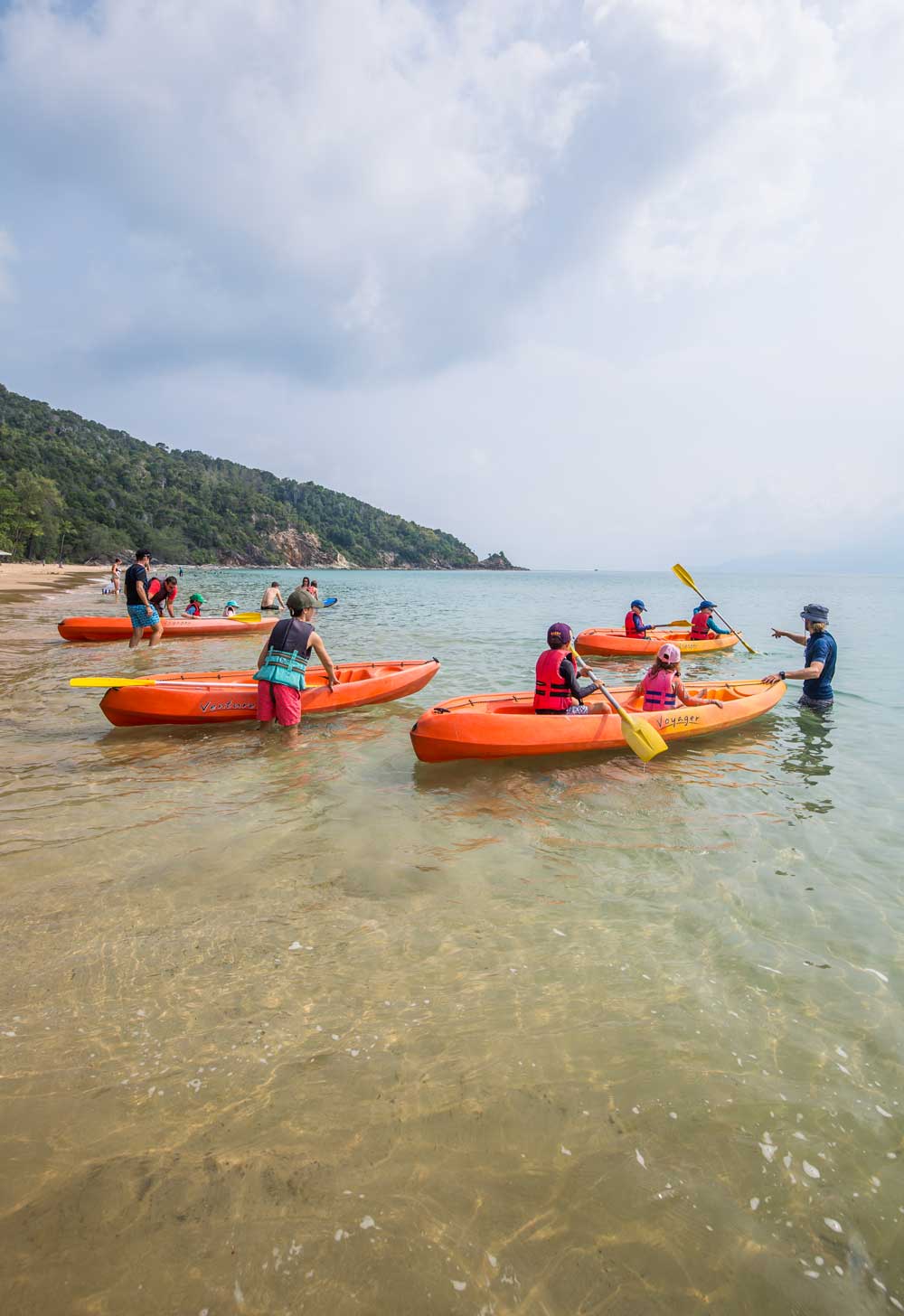 Group of kayakers in the sea