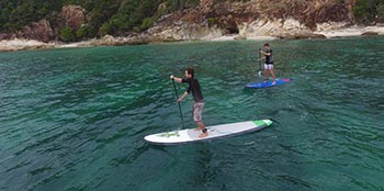 Paddle boarding in a marine park