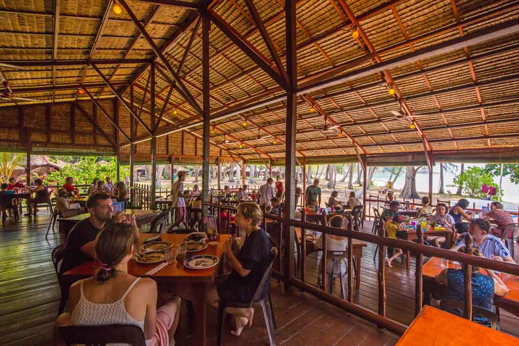 Traditional Malay construction open air restaurant