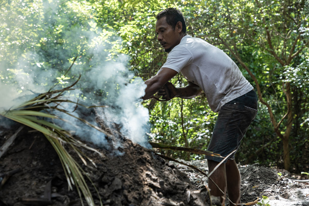 homemade forge on an island